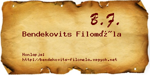 Bendekovits Filoméla névjegykártya